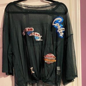 See through high low shirt